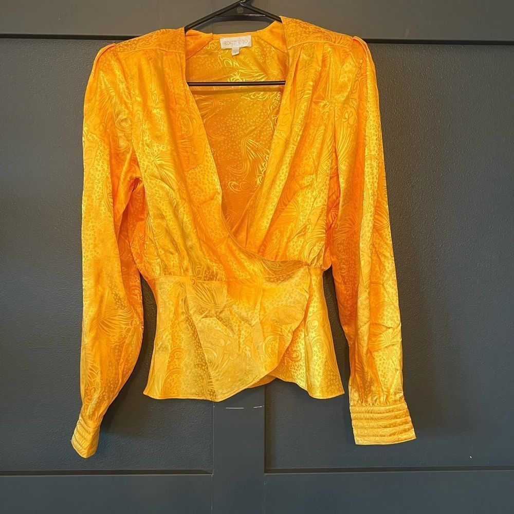 Ronny Kobo Lorrie Top Long Sleeve Yellow Size S - Picture 2 of 9